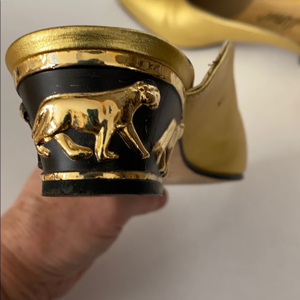 Vintage Coup d’etat gold leather mules